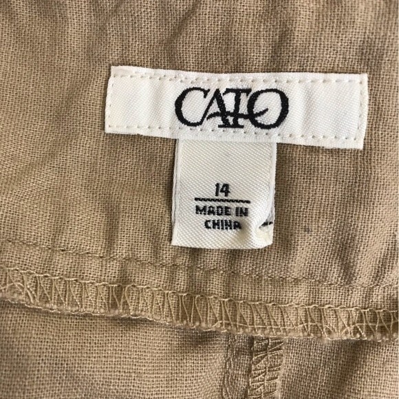 Cato Linen Blend Tan Gored Panel A Line Midi Skirt Womens Size 14 Lagenlook Boho - Picture 7 of 12